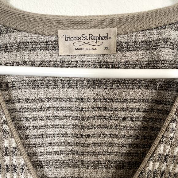 VTG Tricots St. Raphael Cardigan Sweater Made In USA Cosby Biggie Stripe Mens XL - Picture 4 of 6